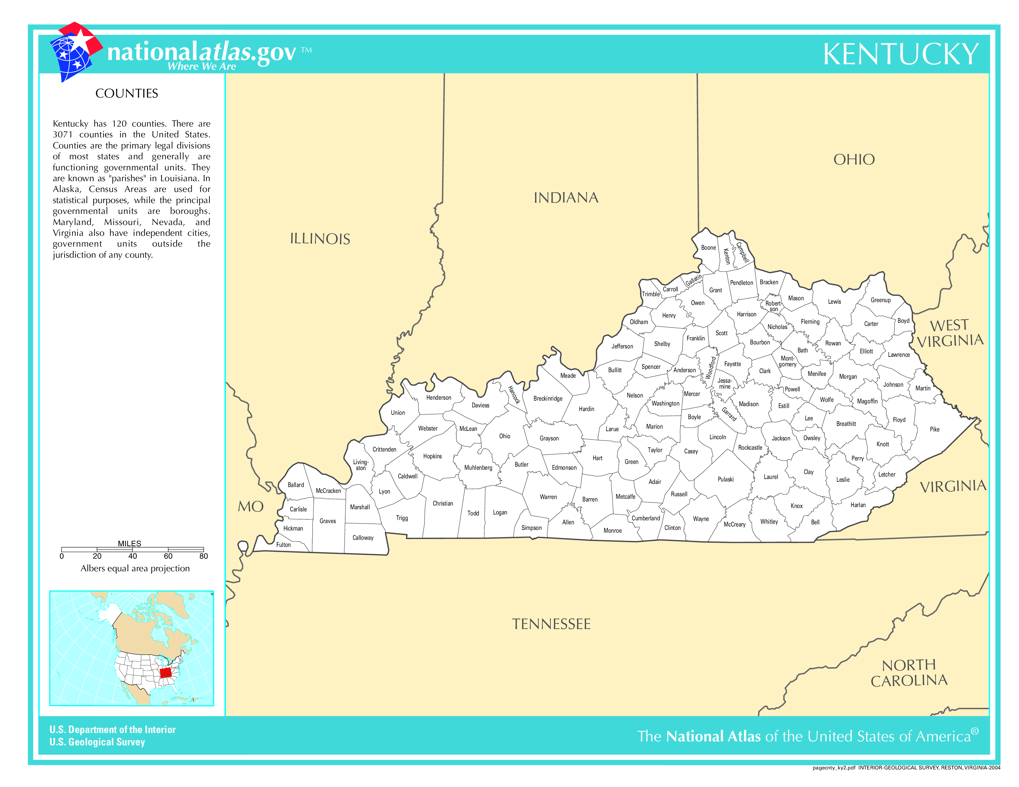 Kentucky County Map