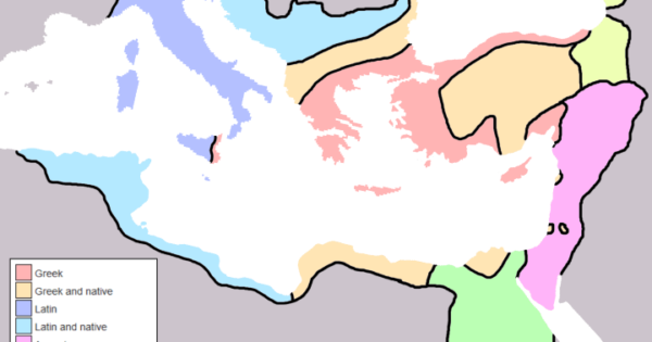 Byzantine Empire’s Linguistic Divisions Under Justinian I c.560CE ...