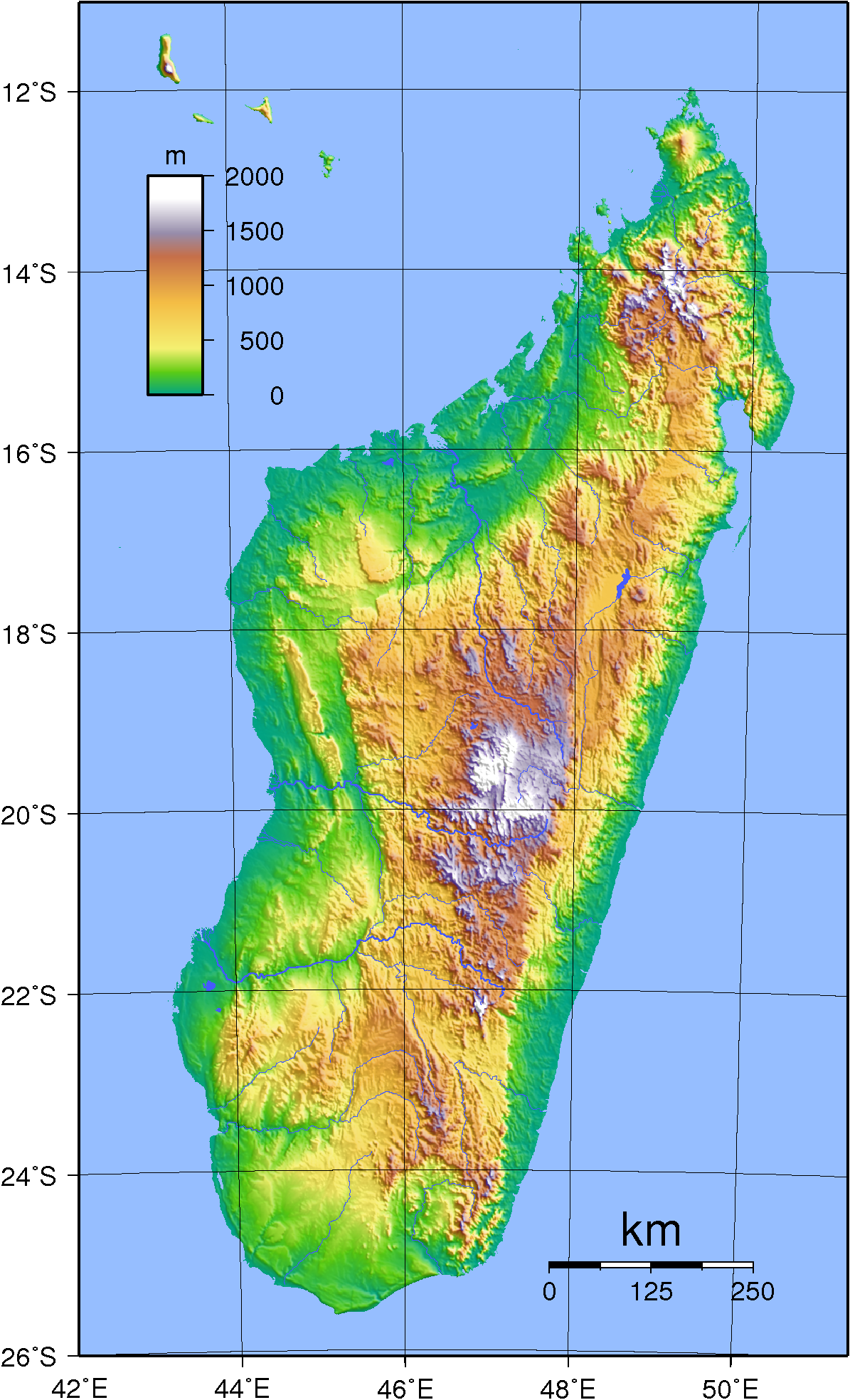Topographic Map of Madagascar