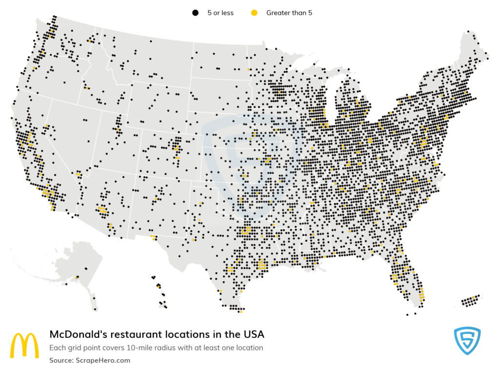 Map Of All 13,529 McDonald's Locations In The US By State