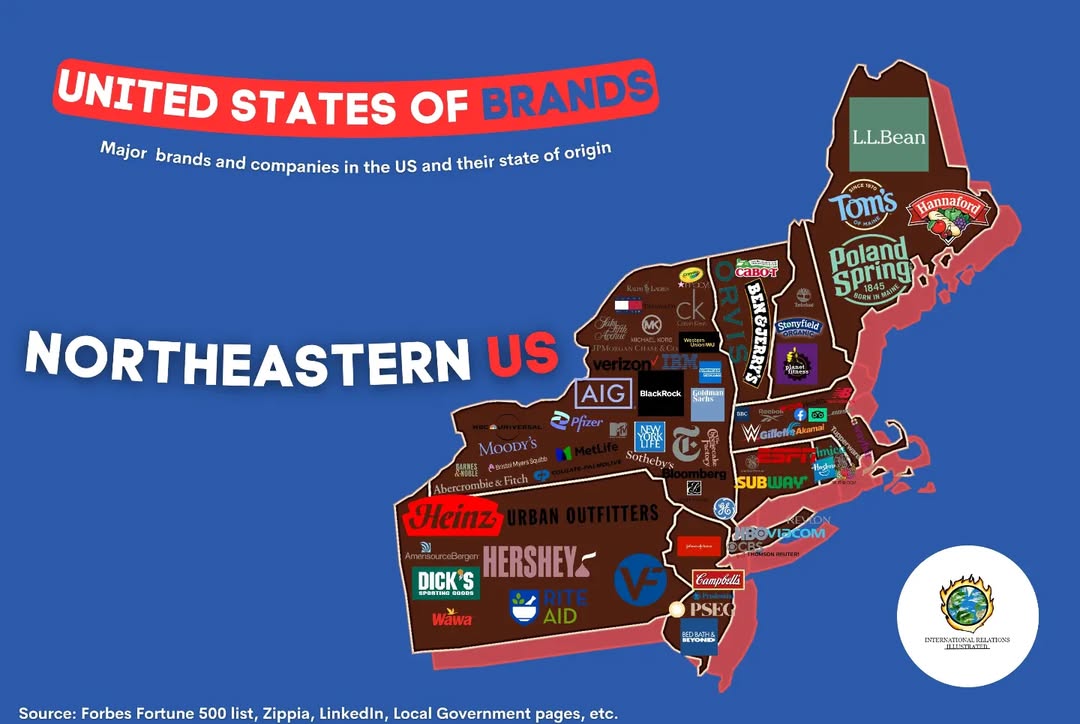 Northeast US brands map