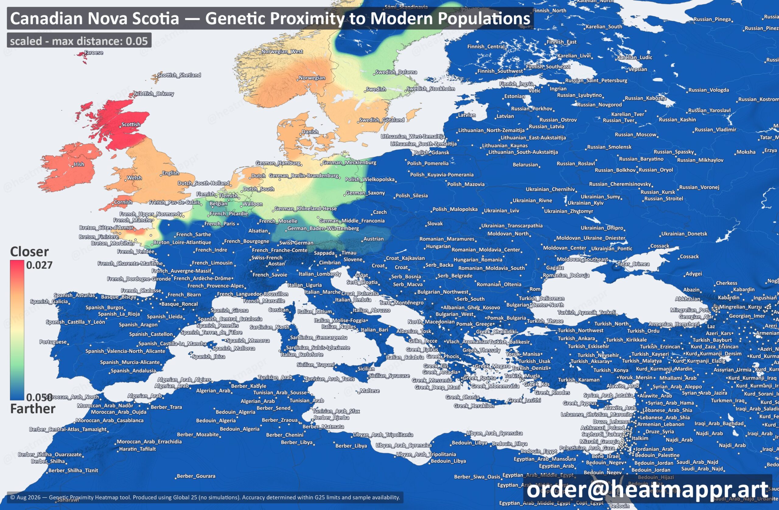 Nova Scotia DNA Heatmap