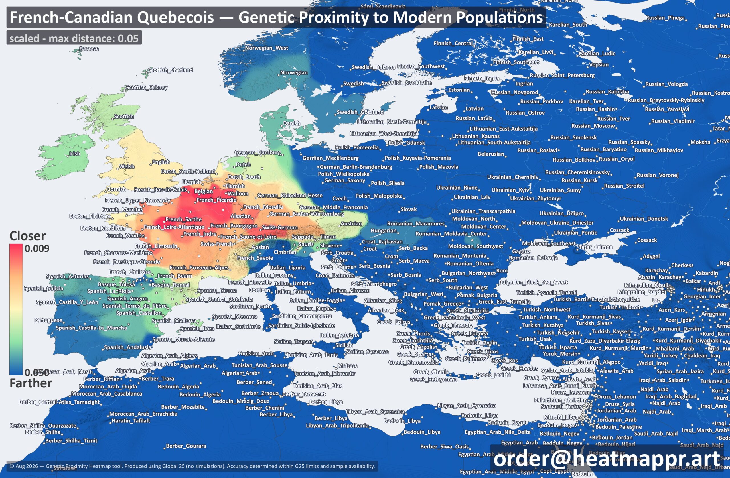 Quebecois DNA Heatmap