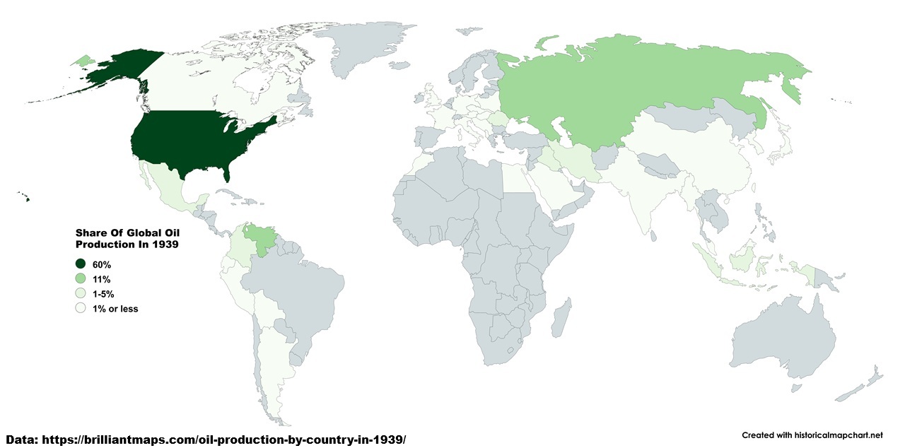 Share of World Oil Production In 1939