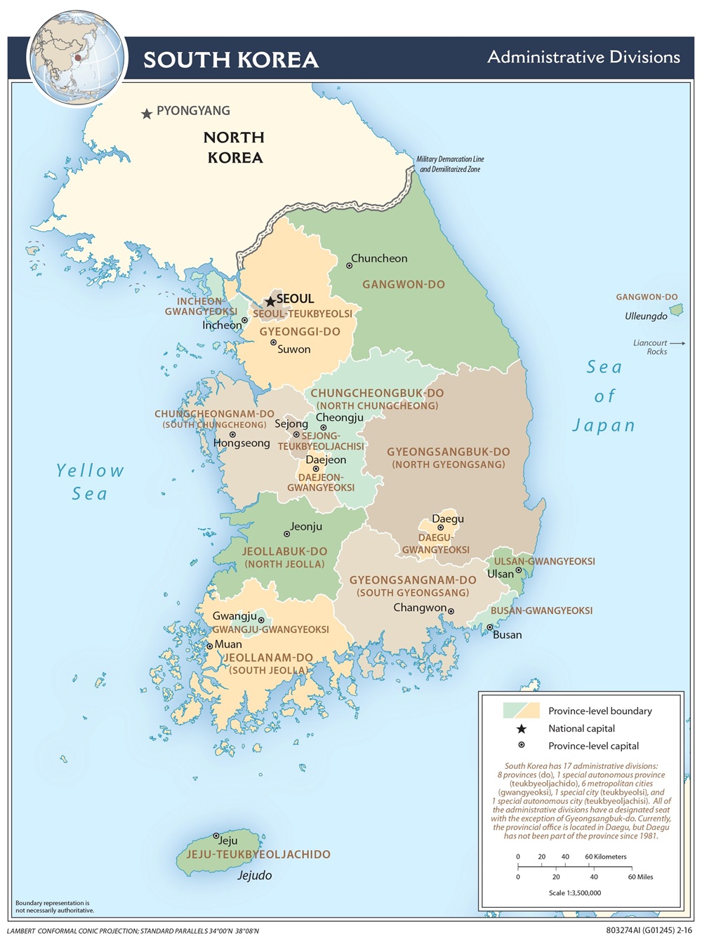 Administrative Map Of South Korea