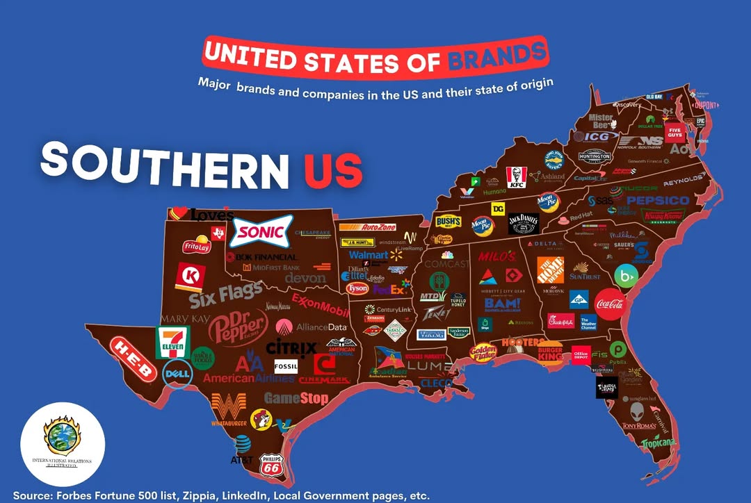 Southern US Brands map