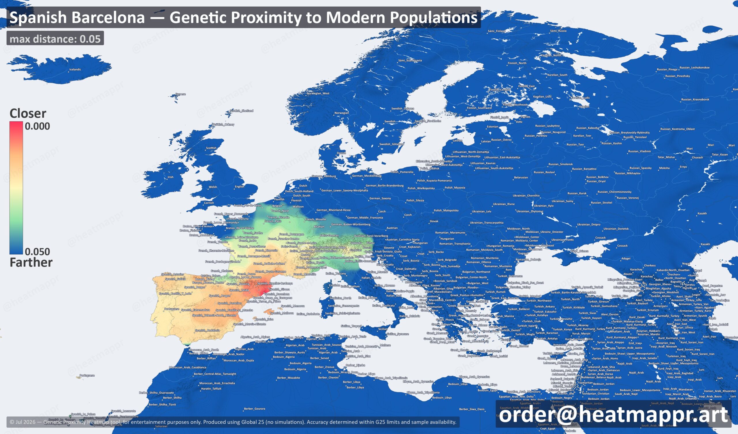 Barcelona Spanish DNA Heatmap
