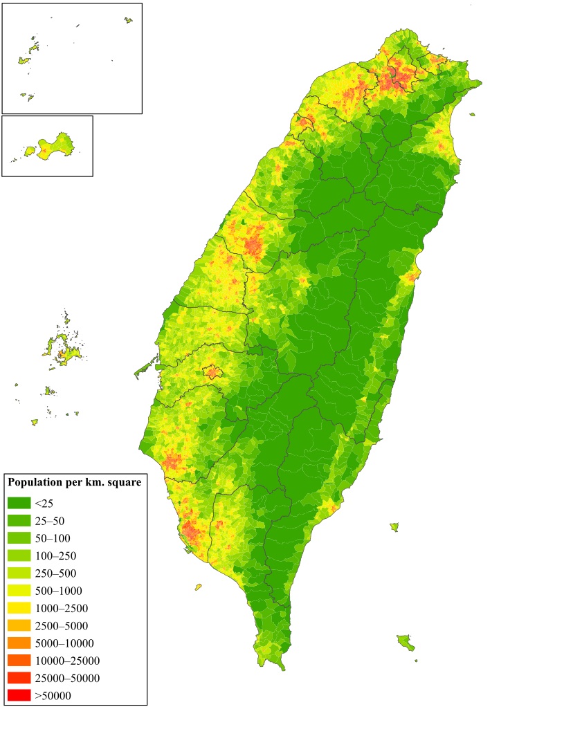Taiwan Population Density Map
