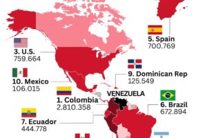 Map Of The Venezuelan Diaspora In The World