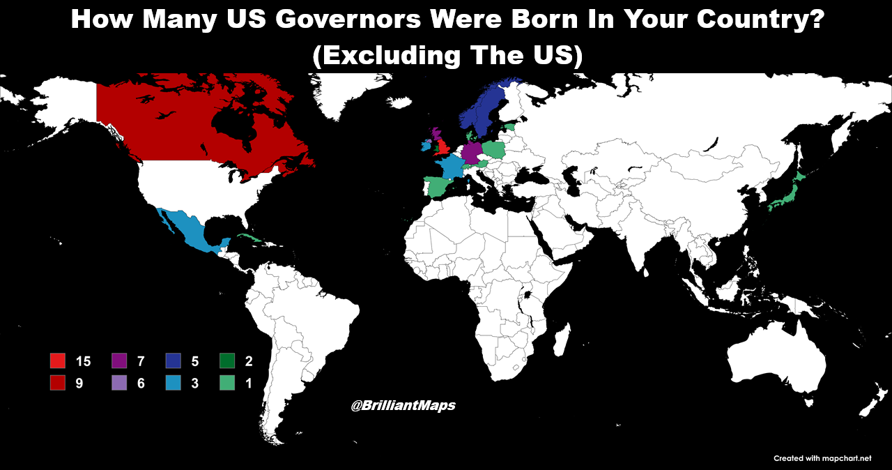How Many US Governors Where Born In Your Country