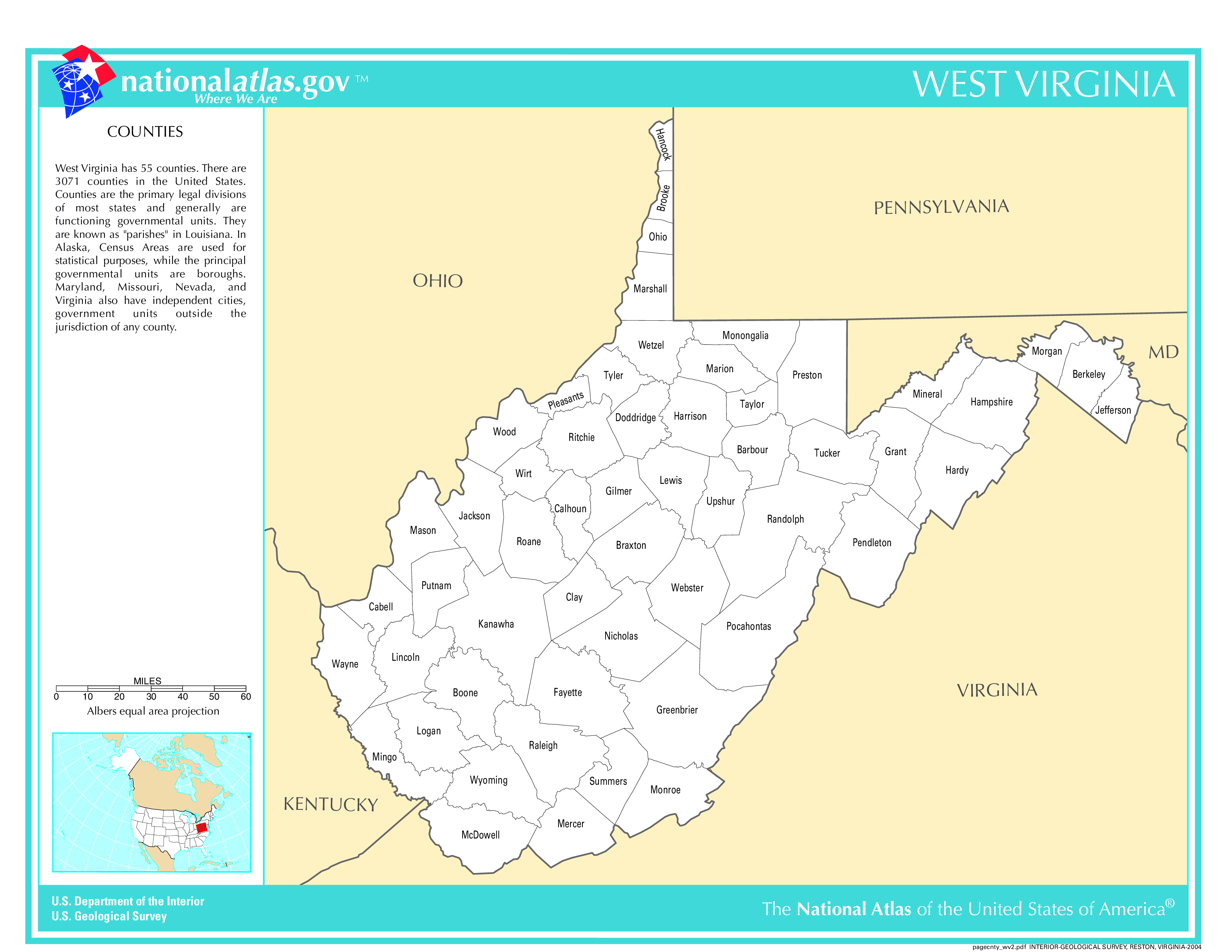 West Virginia County Map