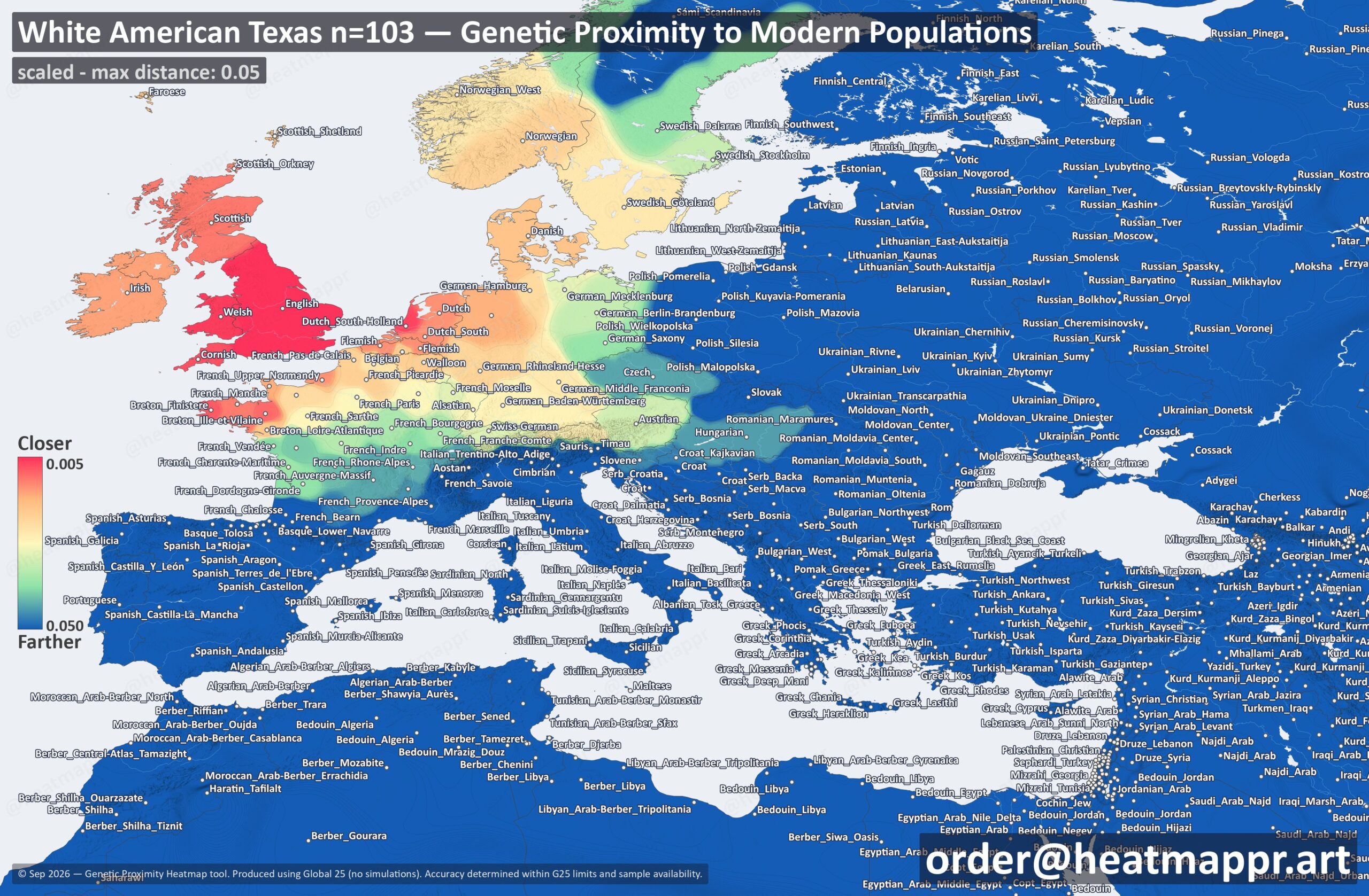 White Texan DNA Heatmap
