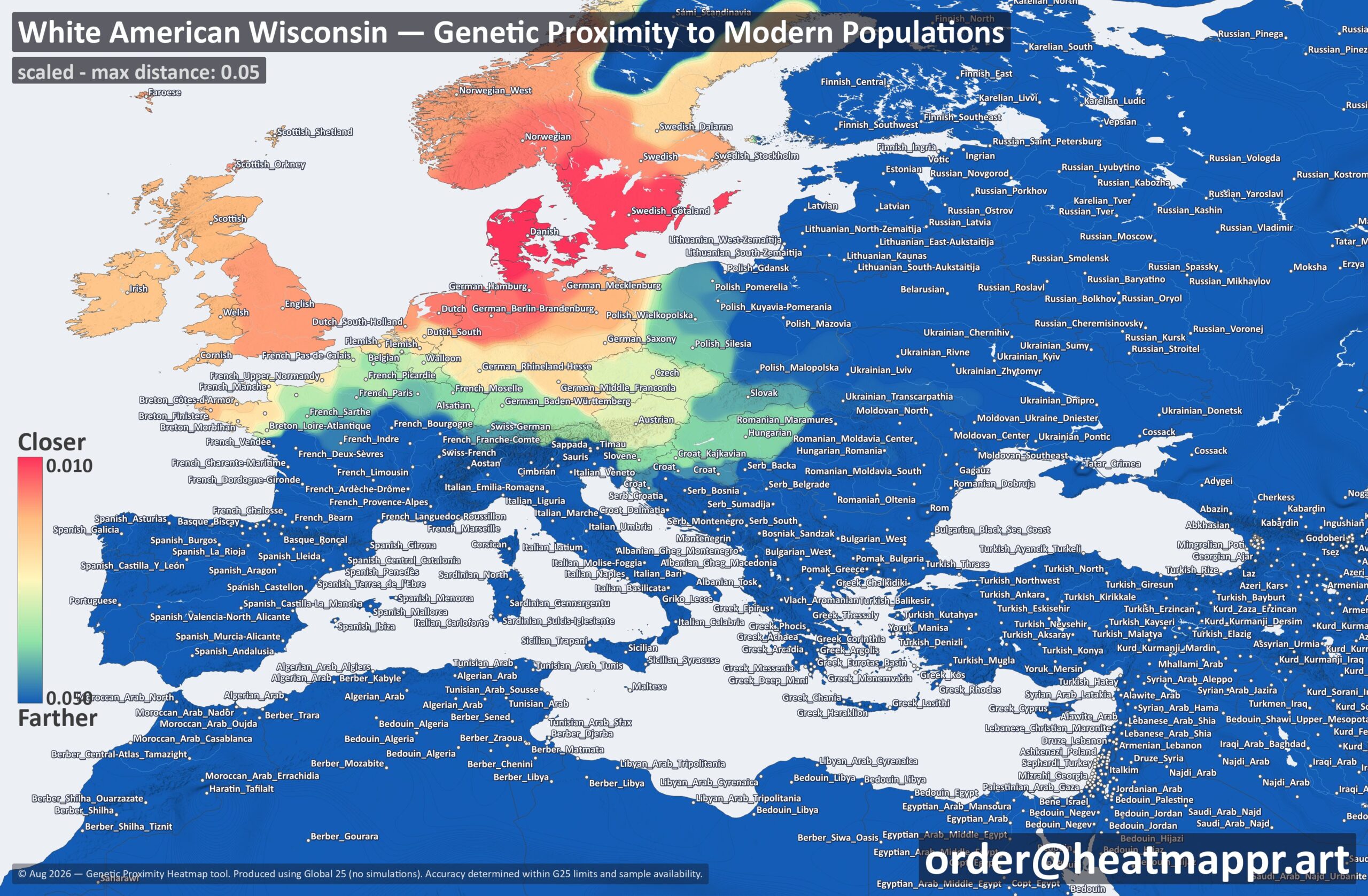 White Wisconsinites DNA Heatmap