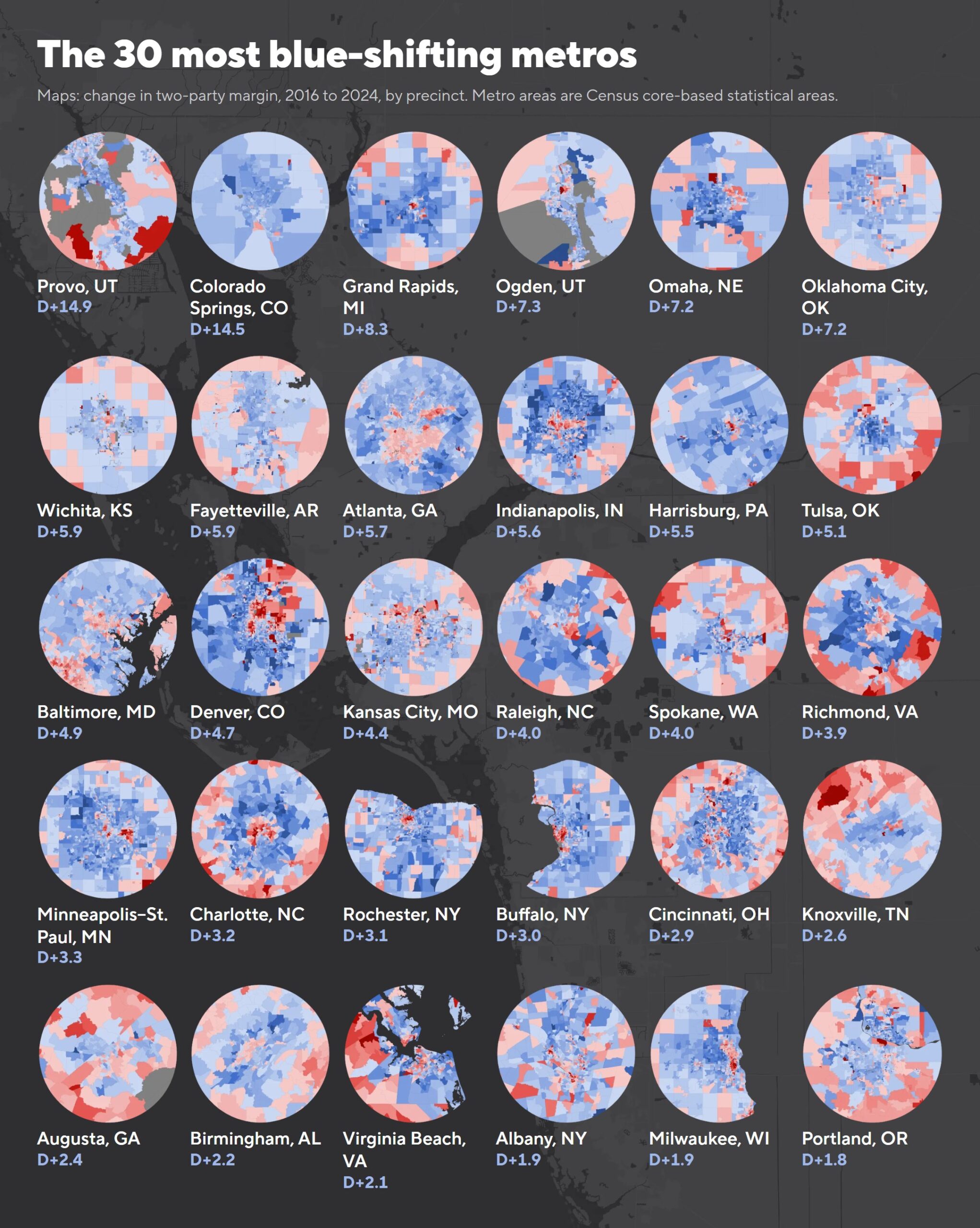 30 Cities Shifting Towards The Democrats The Most