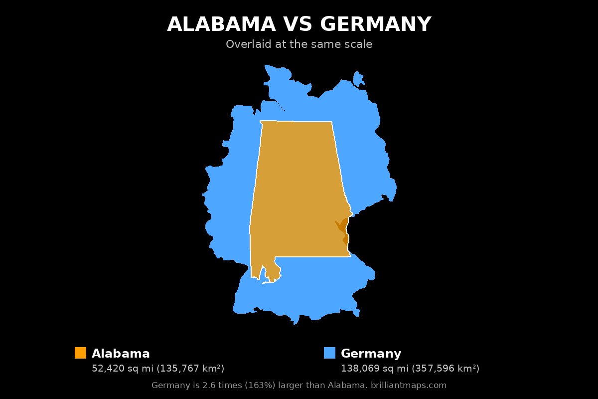 Alabama vs Germany Size Comparison Map