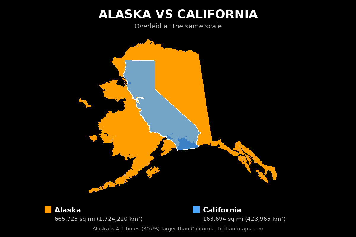 Alaska vs California Size Comparison Map