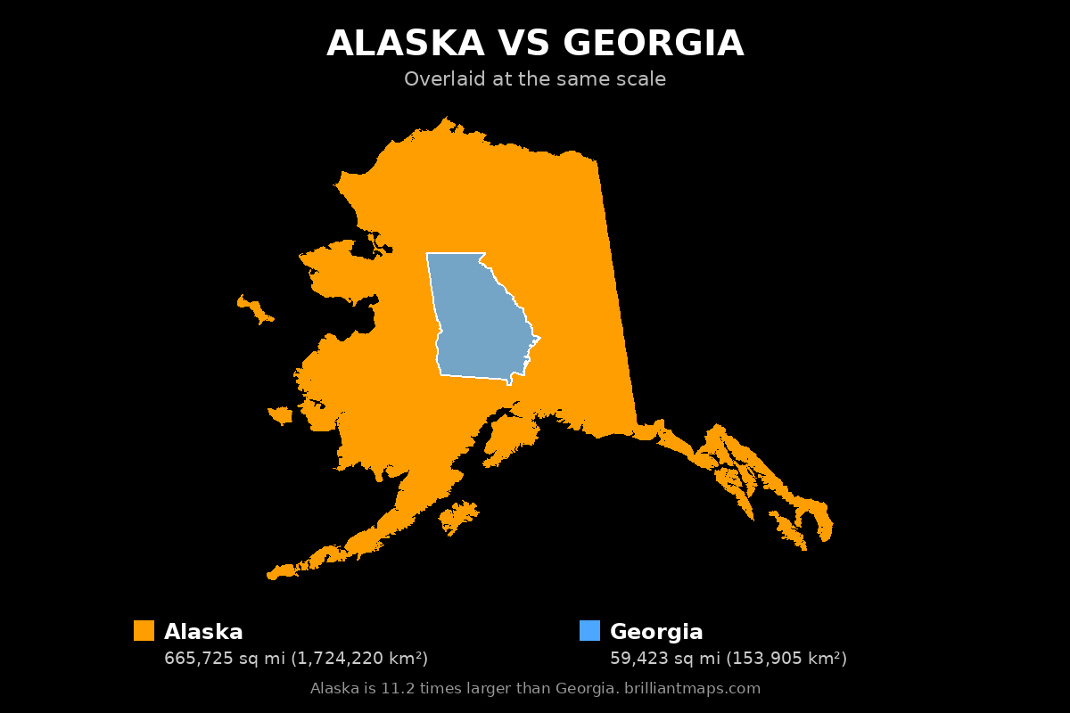 Alaska vs Georgia Size Comparison Map