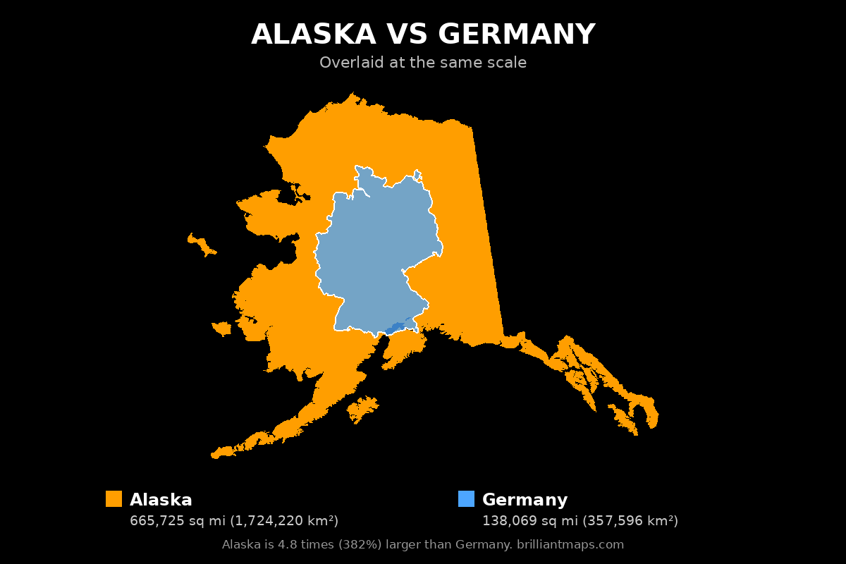Alaska vs Germany Size Comparison Map