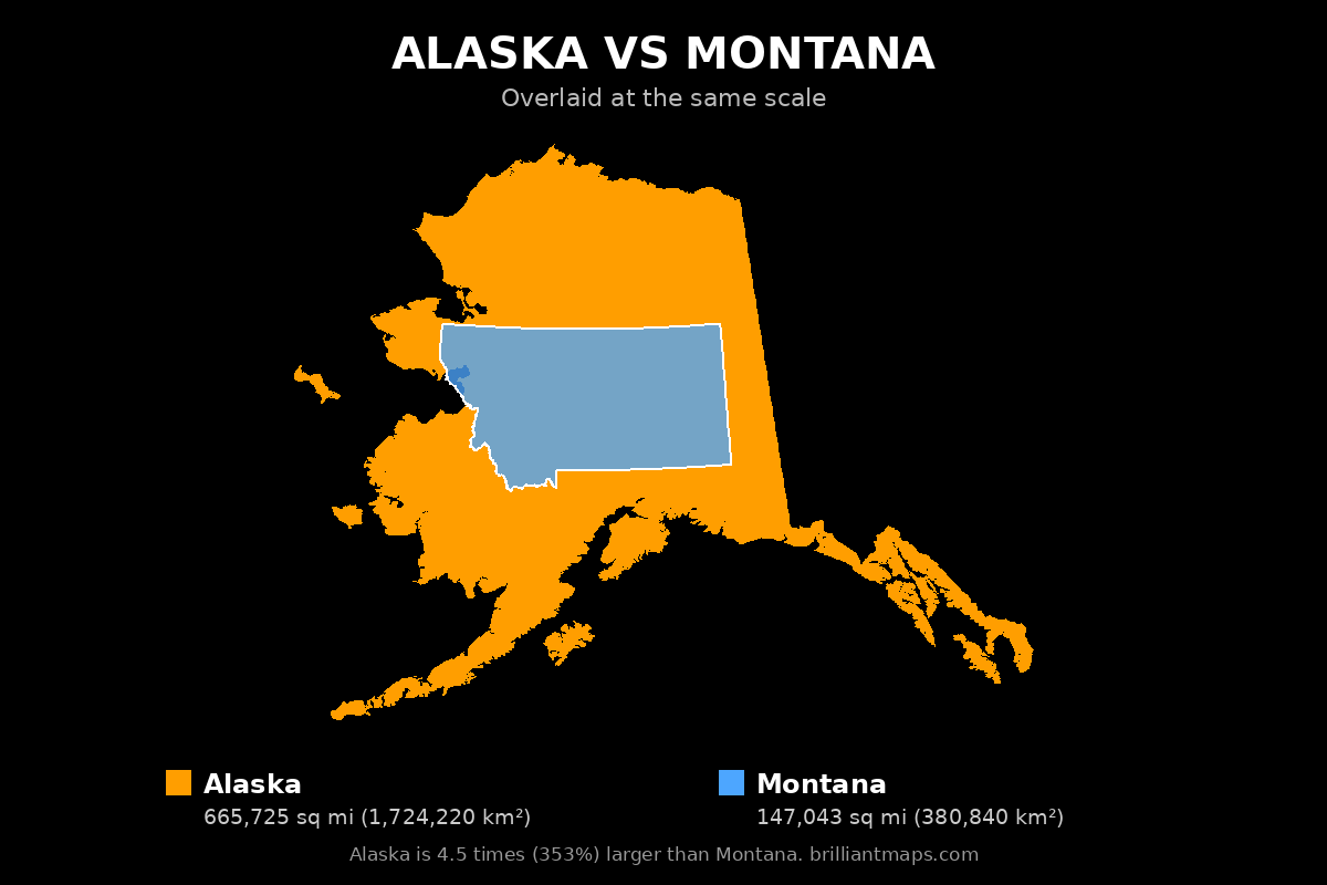 Alaska vs Montana Size Comparison Map