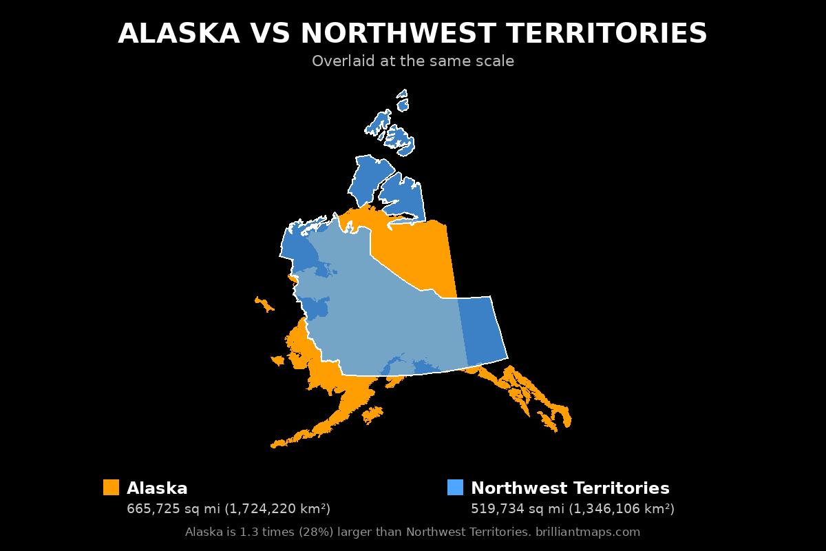 Alaska vs Northwest Territories Size Comparison Map