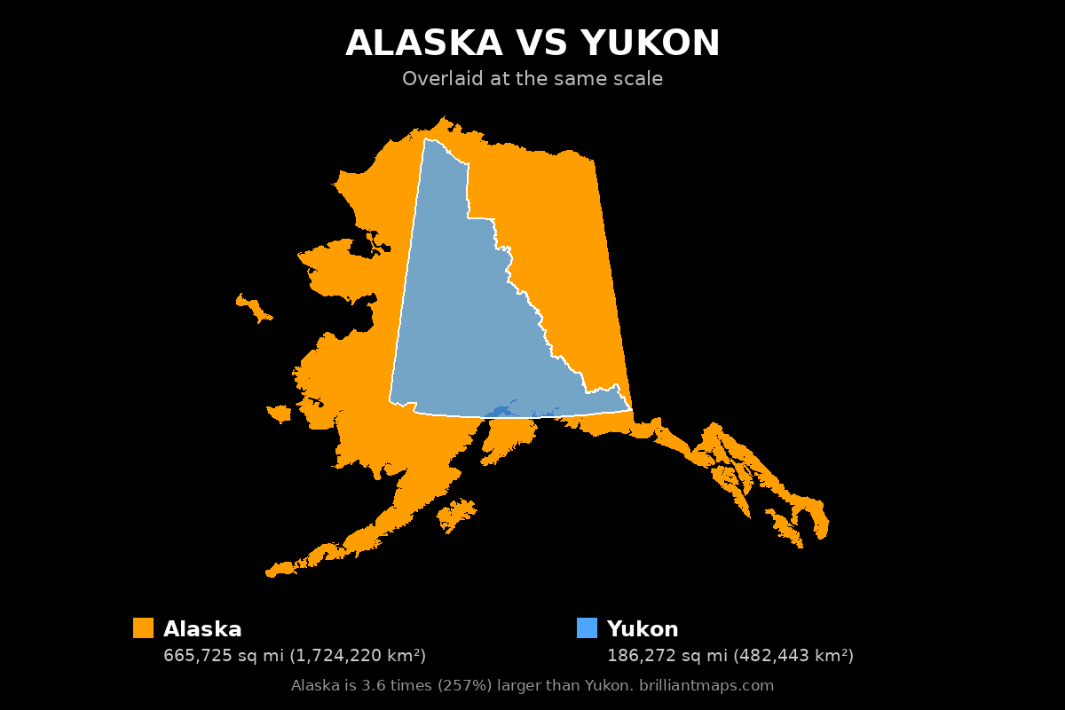 Alaska vs Yukon Size Comparison Map
