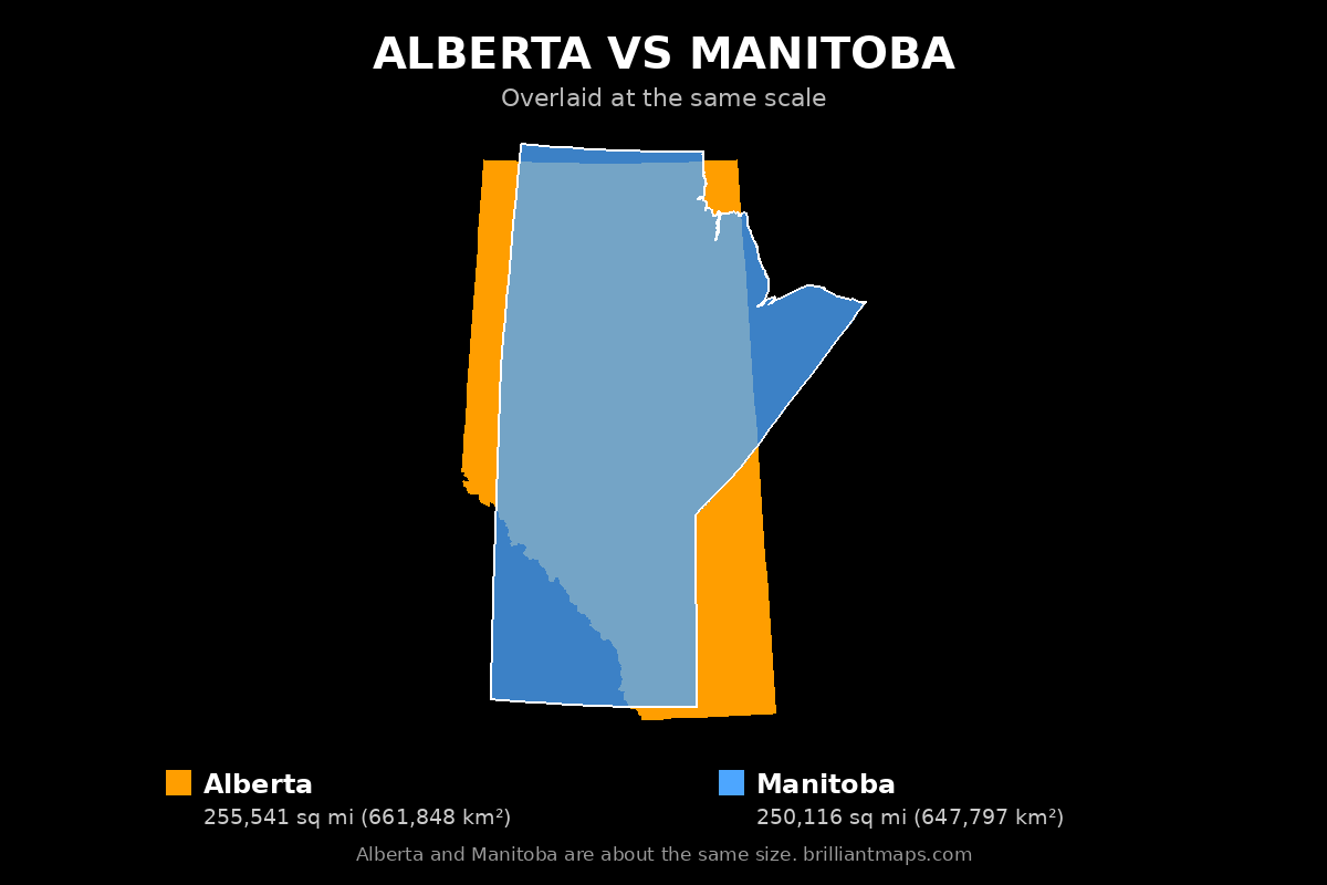 Alberta vs Manitoba Size Comparison Map