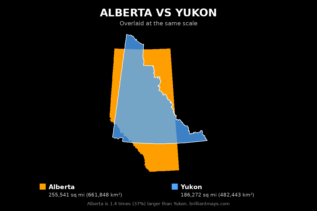 Alberta vs Yukon Size Comparison Map