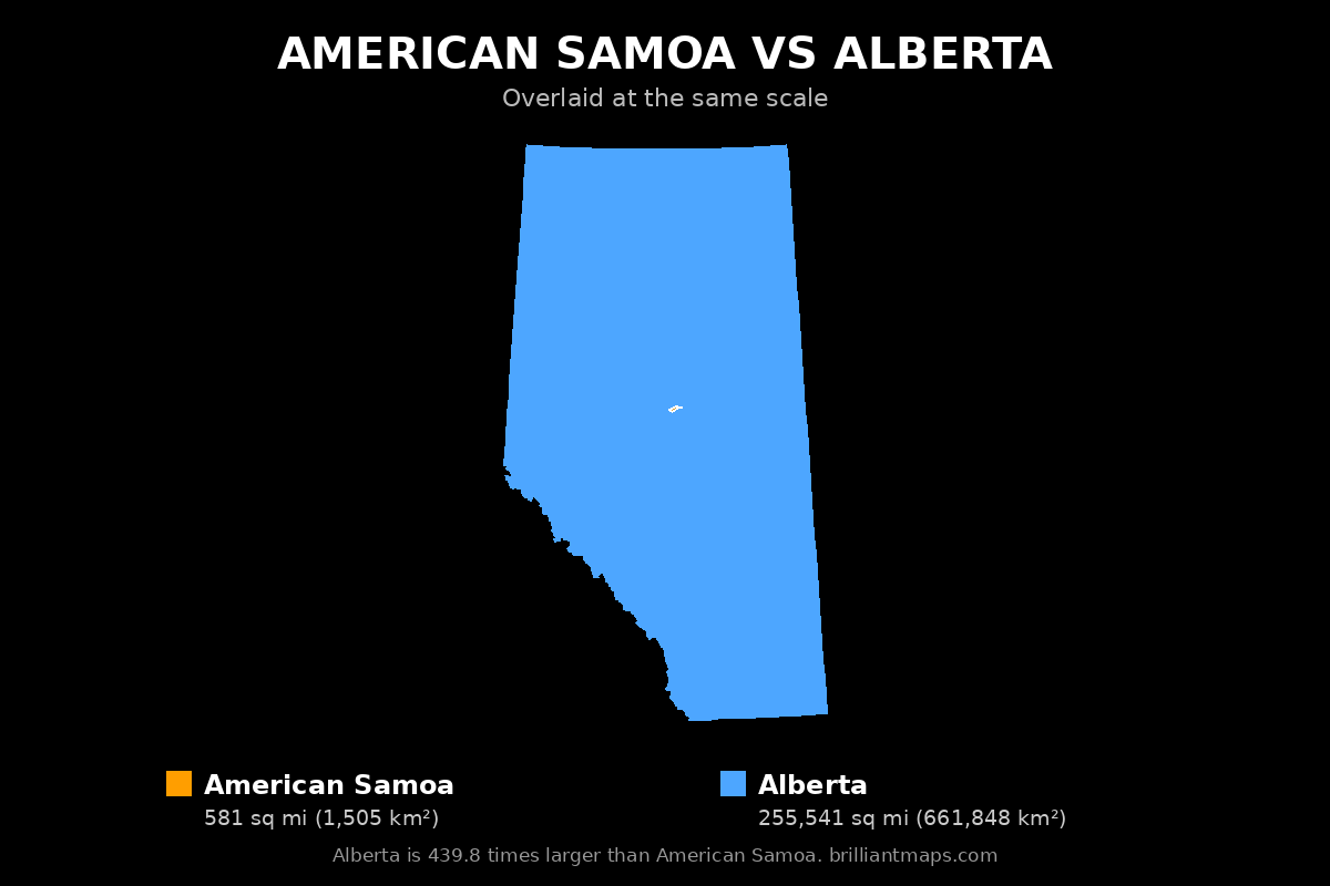 American Samoa vs Alberta Size Comparison Map