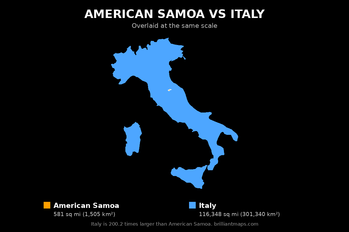 American Samoa vs Italy Size Comparison Map
