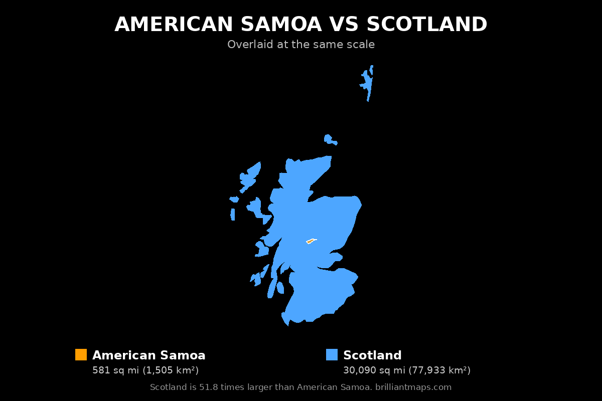 American Samoa vs Scotland Size Comparison Map