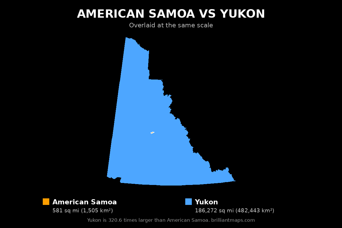 American Samoa vs Yukon Size Comparison Map