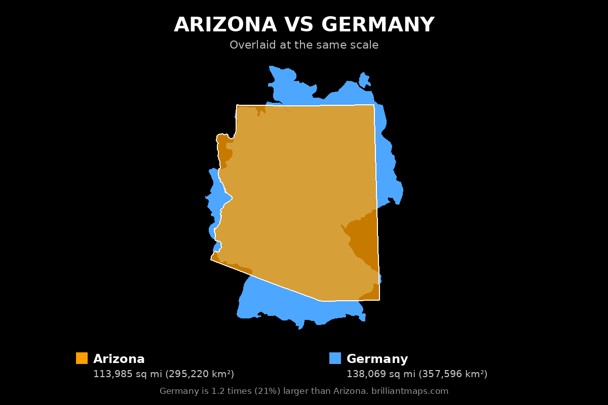 Arizona vs Germany Size Comparison Map