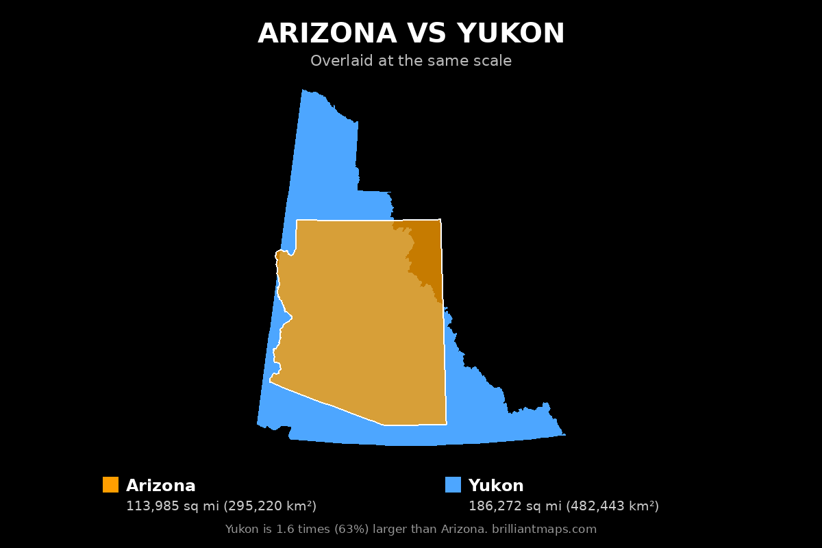 Arizona vs Yukon Size Comparison Map