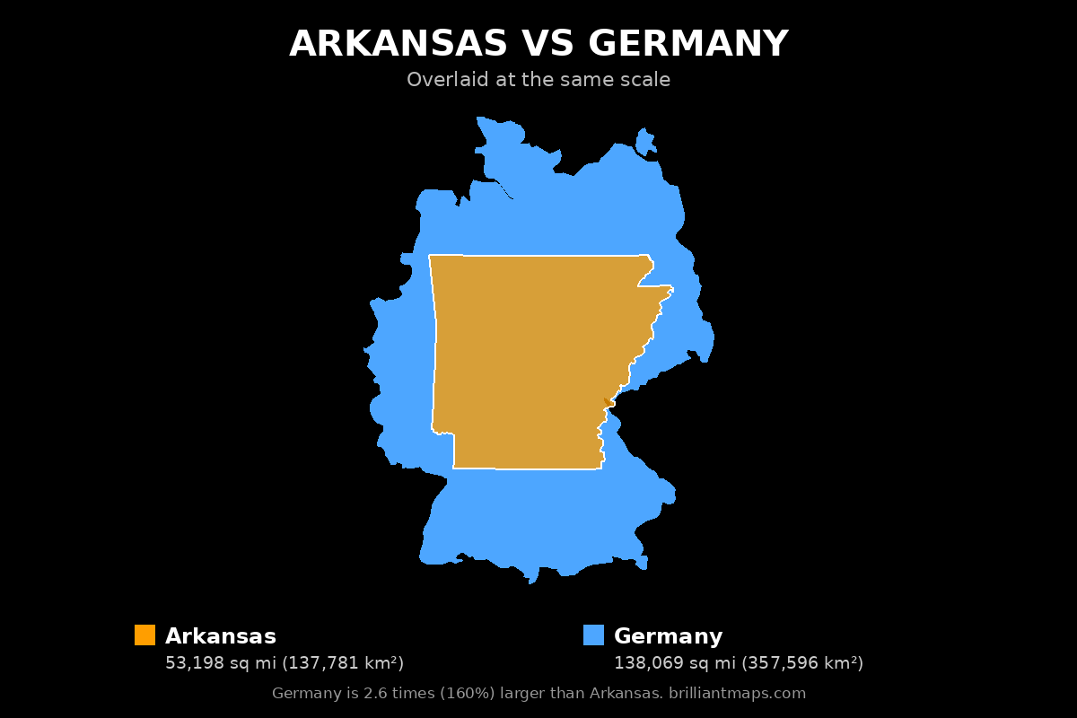 Arkansas vs Germany Size Comparison Map