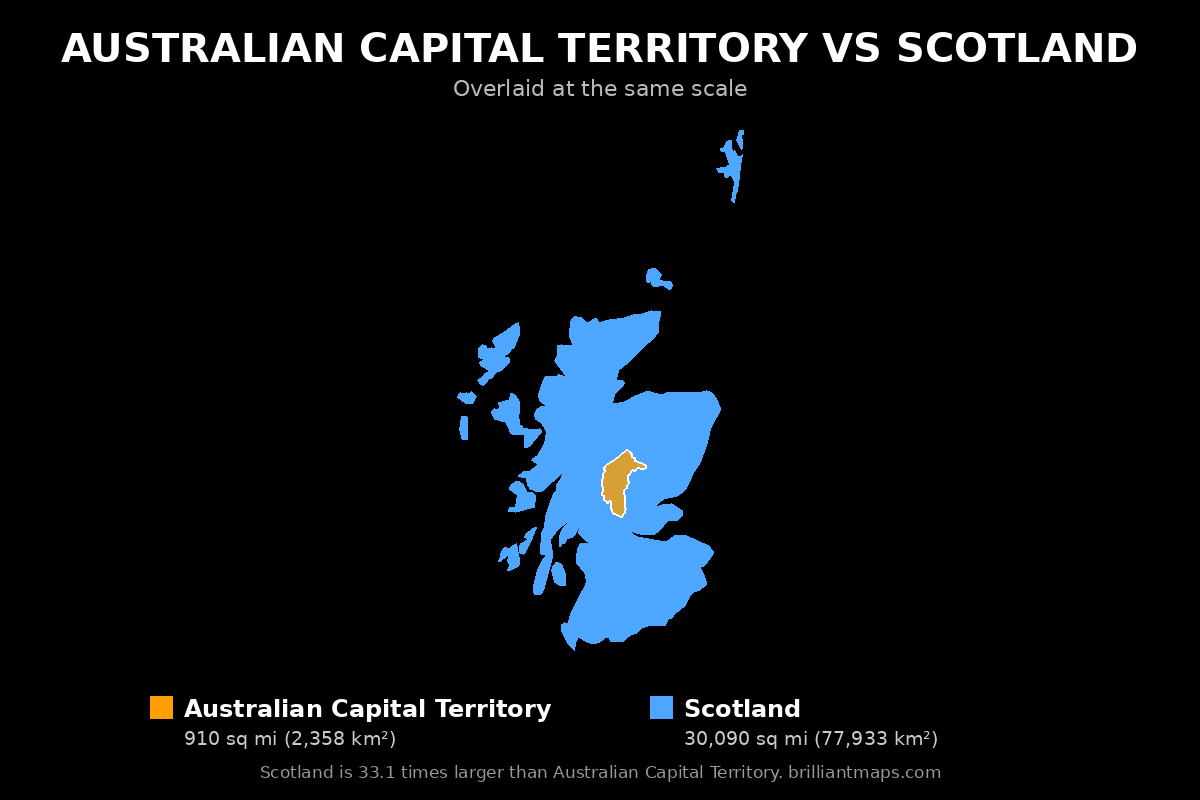 Australian Capital Territory vs Scotland Size Comparison Map