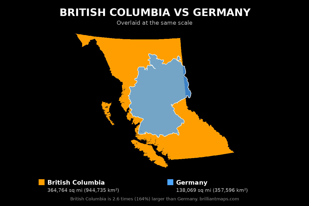 British Columbia vs Germany Size Comparison Map