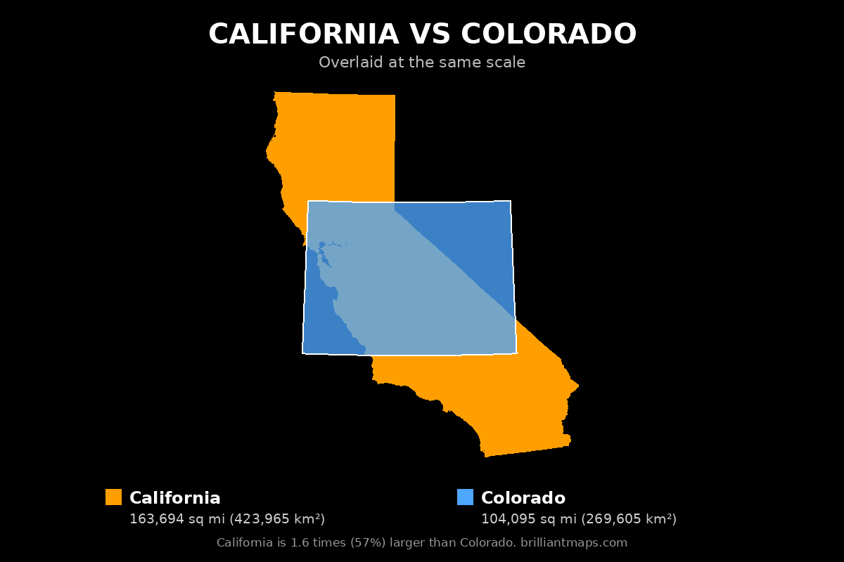 California vs Colorado Size Comparison Map