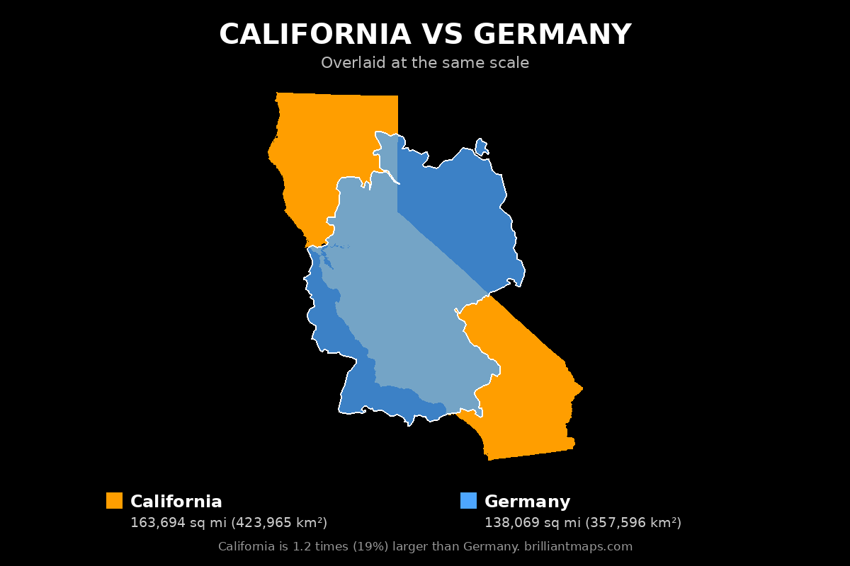 California vs Germany Size Comparison Map