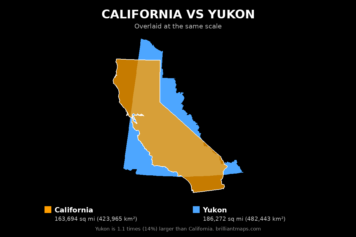 California vs Yukon Size Comparison Map