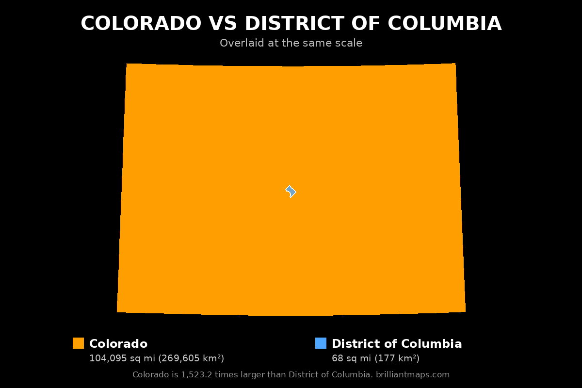 Colorado vs District of Columbia Size Comparison Map