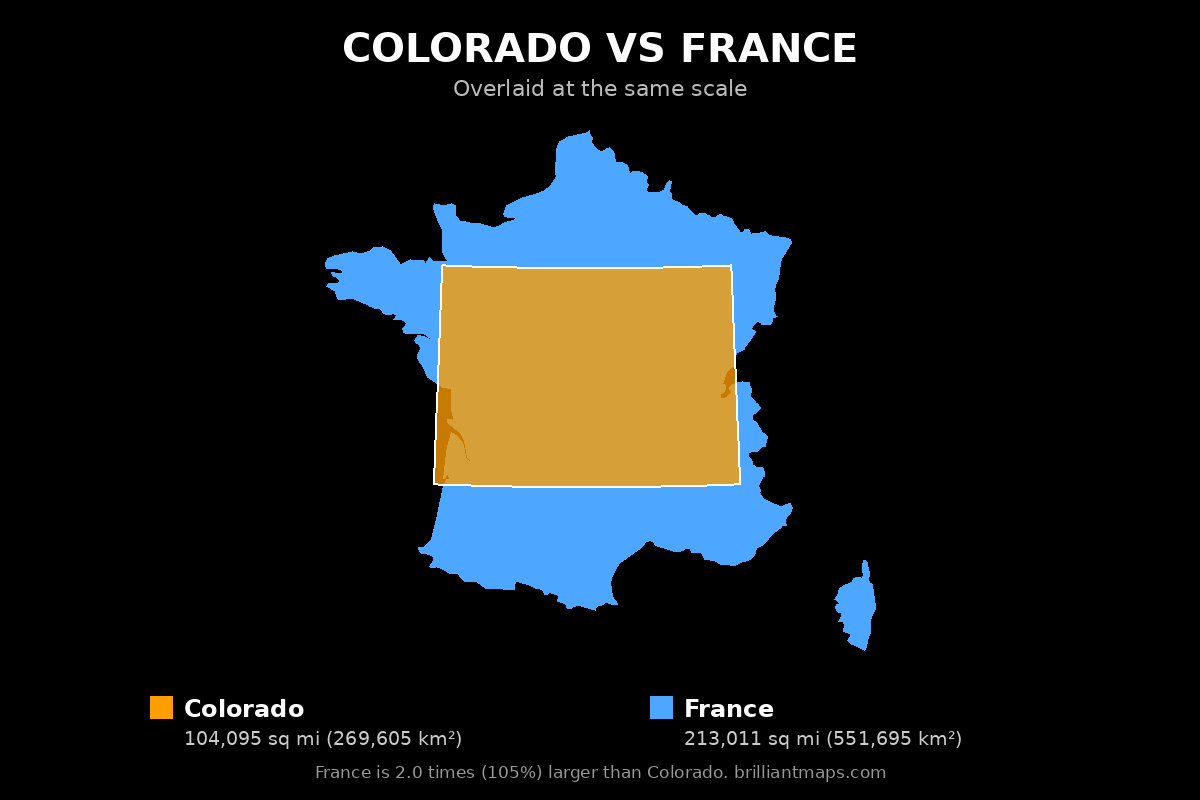 Colorado vs France Size Comparison Map