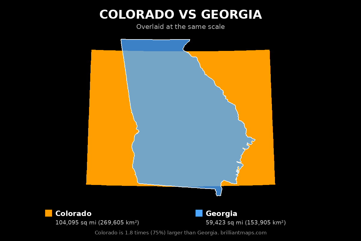 Colorado vs Georgia Size Comparison Map