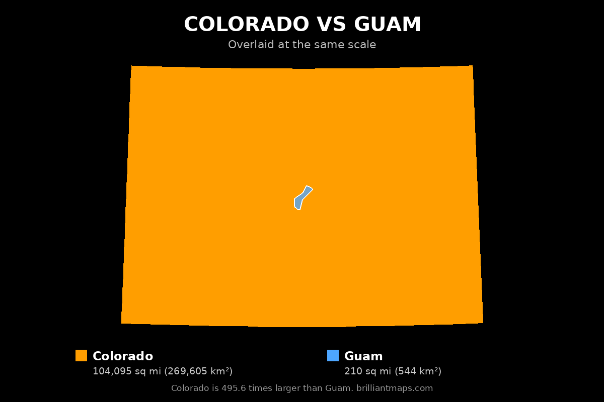 Colorado vs Guam Size Comparison Map