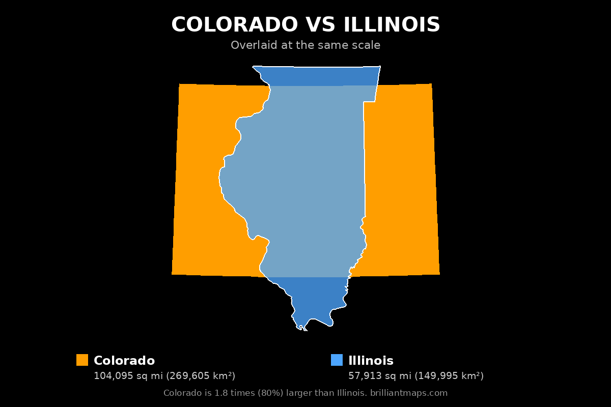 Colorado vs Illinois Size Comparison Map