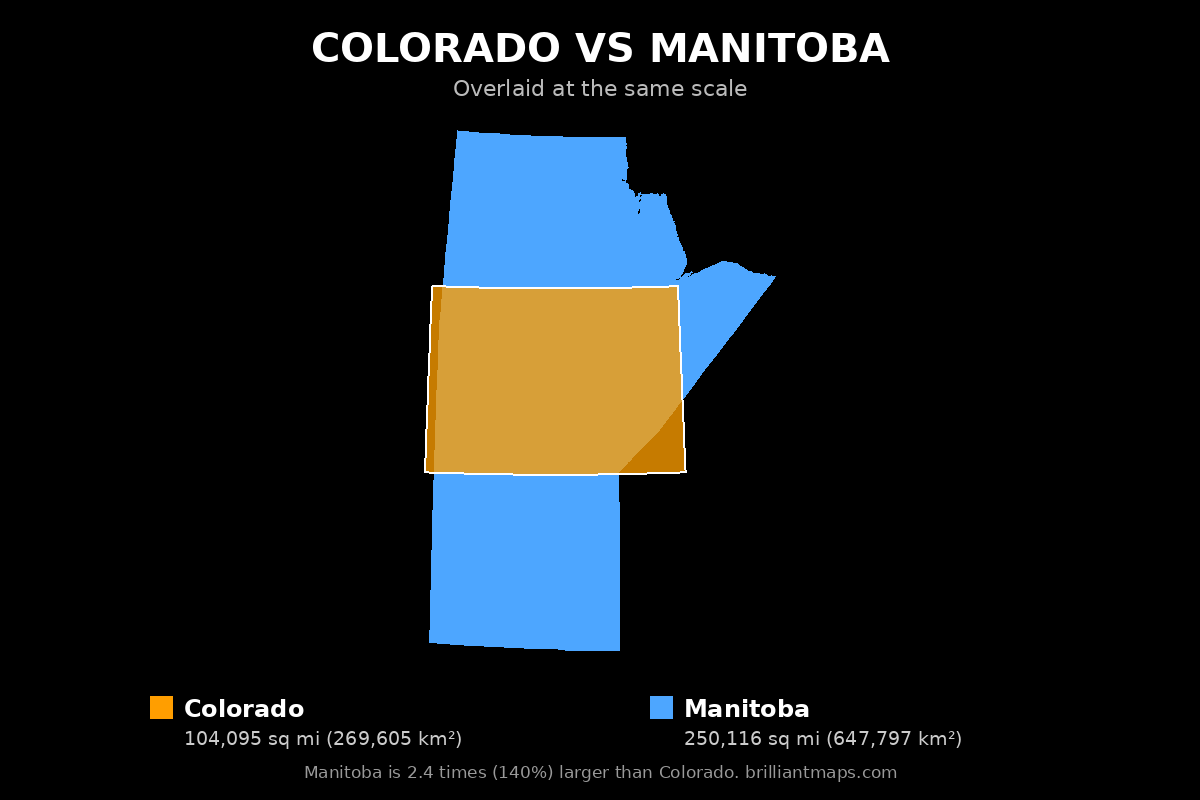 Colorado vs Manitoba Size Comparison Map