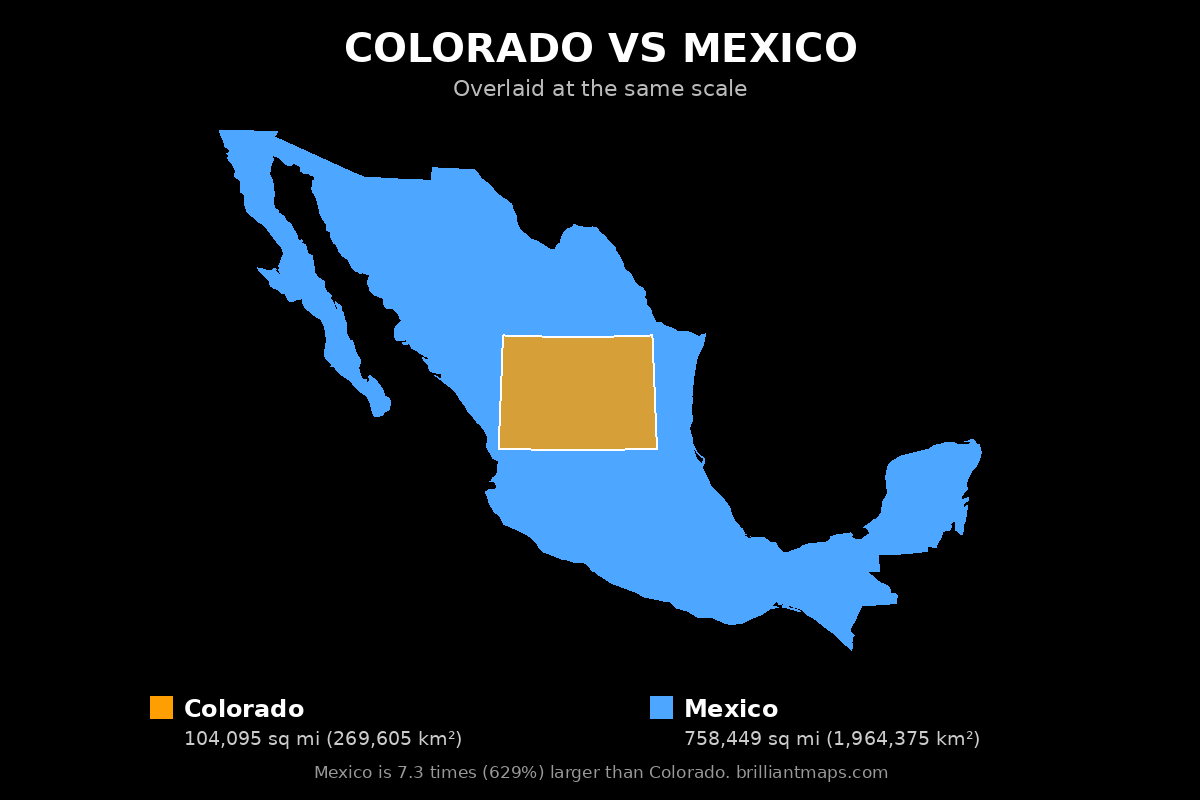 Colorado vs Mexico Size Comparison Map