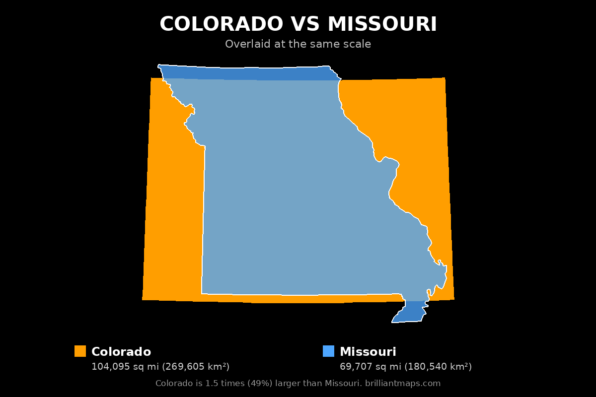 Colorado vs Missouri Size Comparison Map