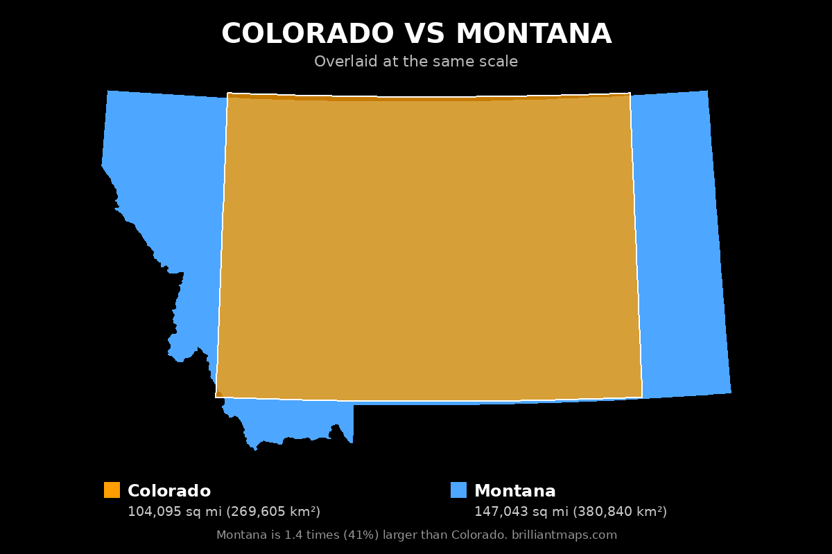 Colorado vs Montana Size Comparison Map