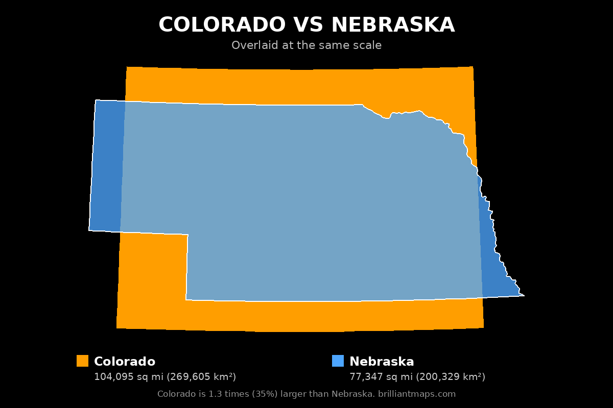 Colorado vs Nebraska Size Comparison Map