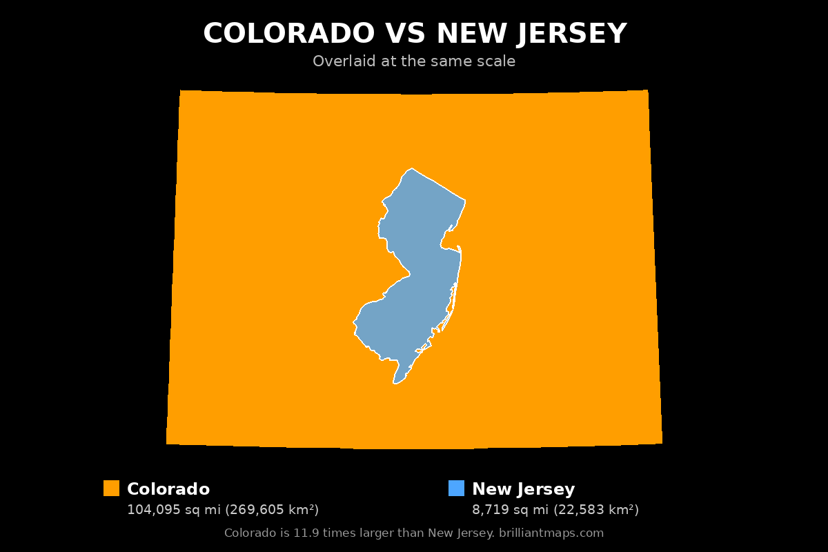 Colorado vs New Jersey Size Comparison Map